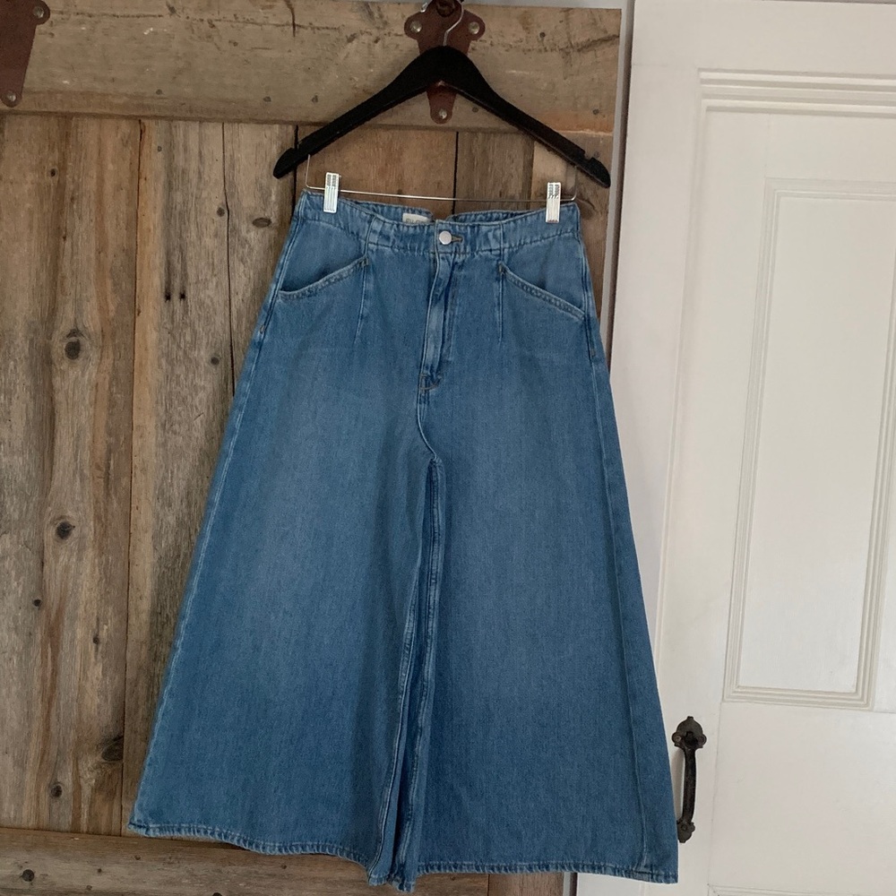 Pilcro Wide Leg Denim Jeans in Light Blue